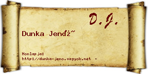 Dunka Jenő névjegykártya